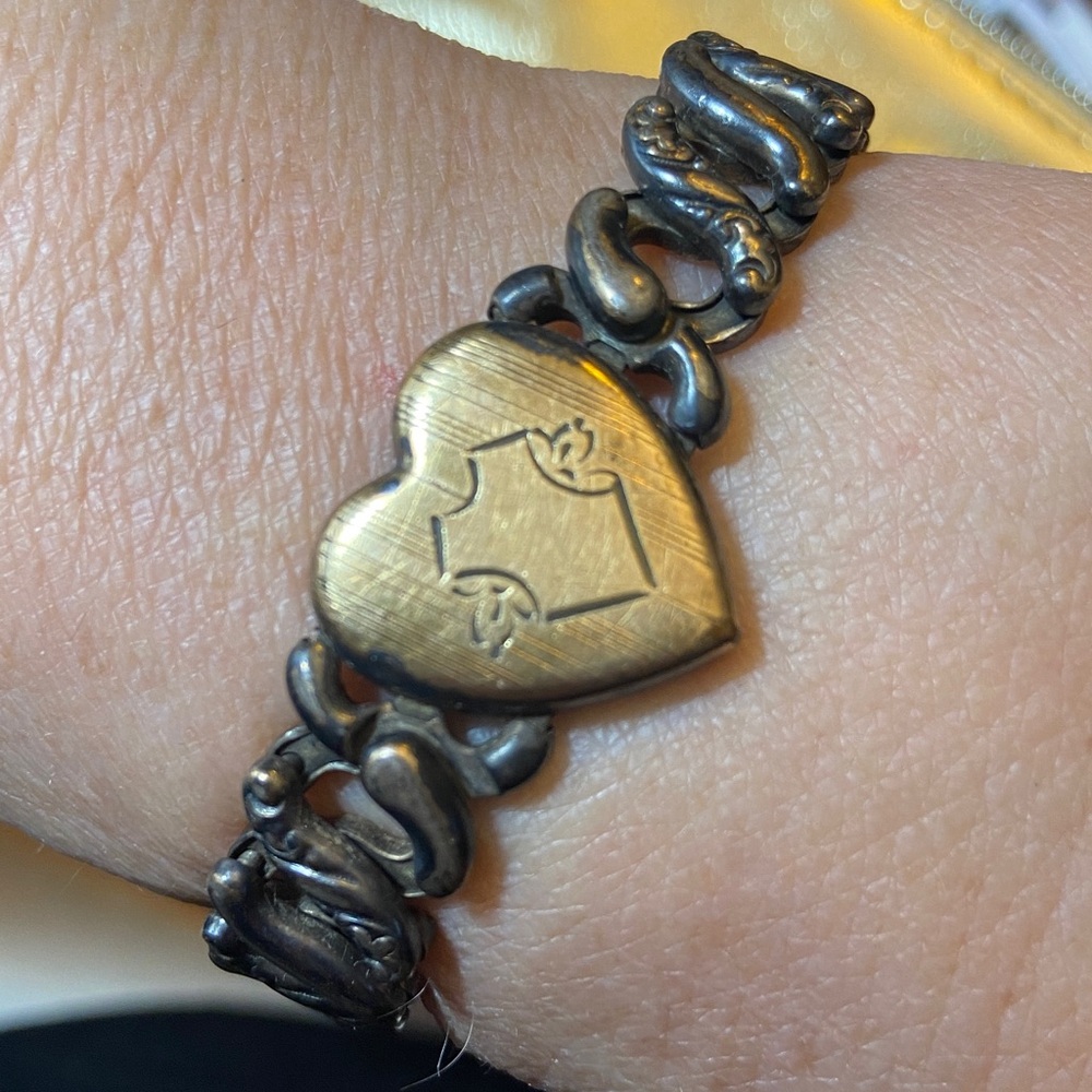 Vtg American Queen Pitman Keeler Sweetheart Expansion Bracelet Sterling Base